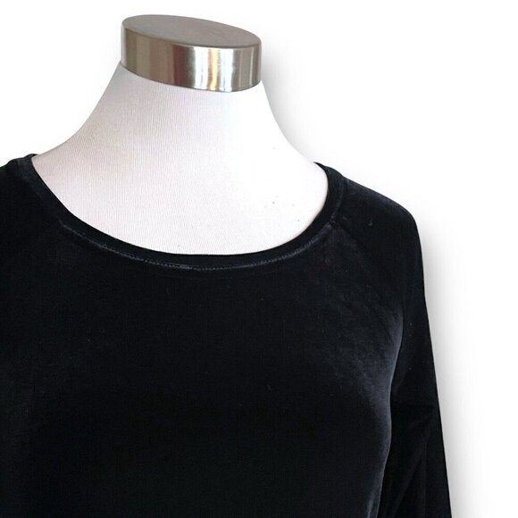 Vintage 90s Moda Intl Skater Dress XS Black Stretch Velvet Velour Goth Witchcore - Picture 4 of 6